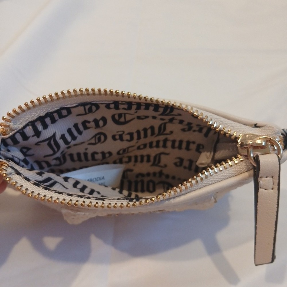 Juicy Couture‎ Y2K Sequin Wristlet Bag Off White Logo Glam Mini Purse Bling - Picture 4 of 15